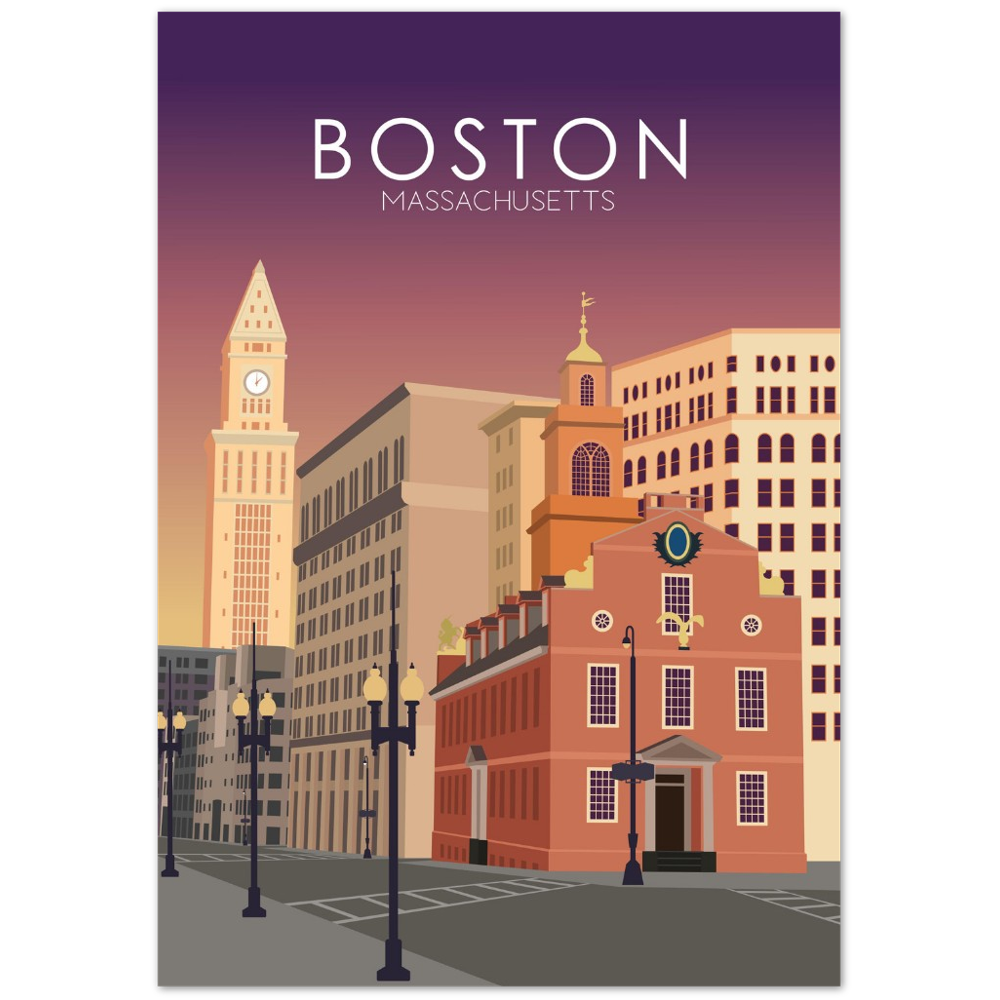 Boston Poster | Boston Wall Art | Boston Sunset Print