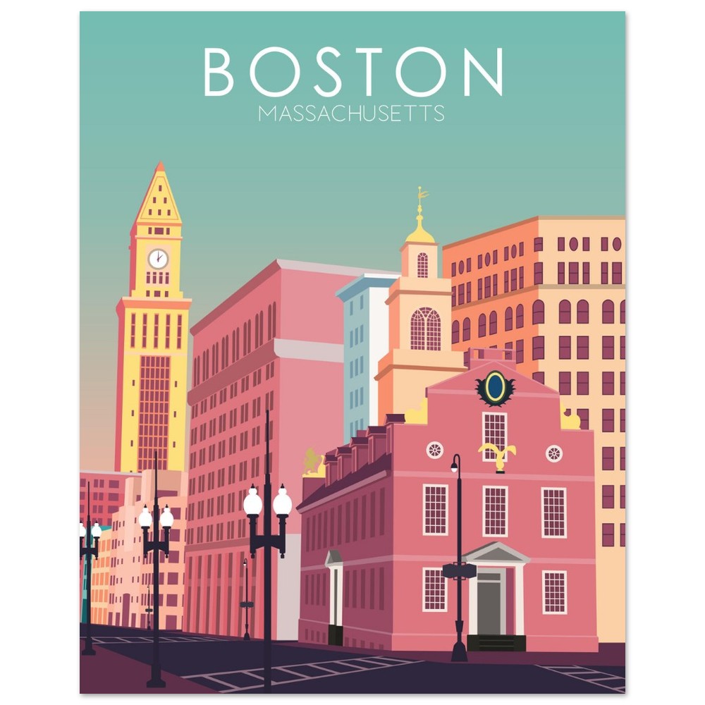 Boston Poster | Boston Wall Art | Boston Pastel Print