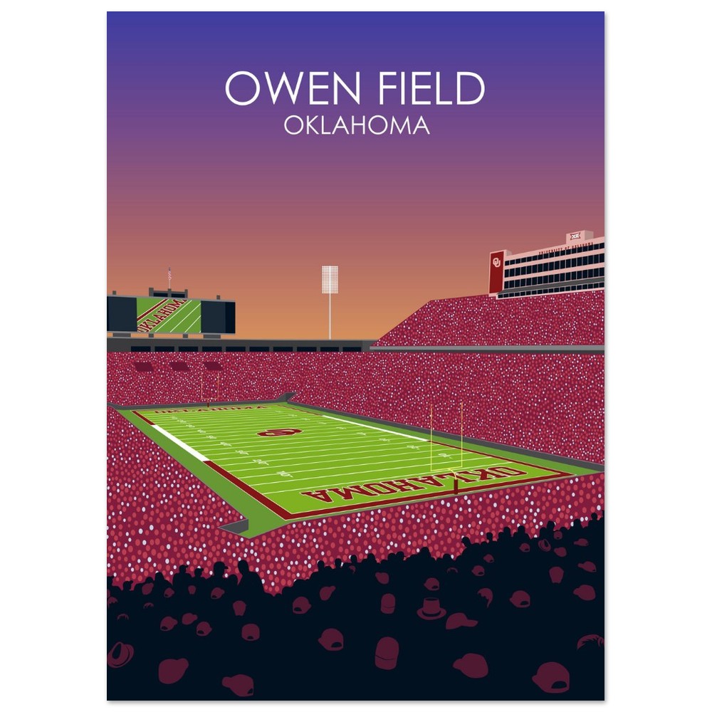 Owen Field - Gaylord Family - Oklahoma Memorial Stadium Print | University of Oklahoma Sooners College Football Stadium Print