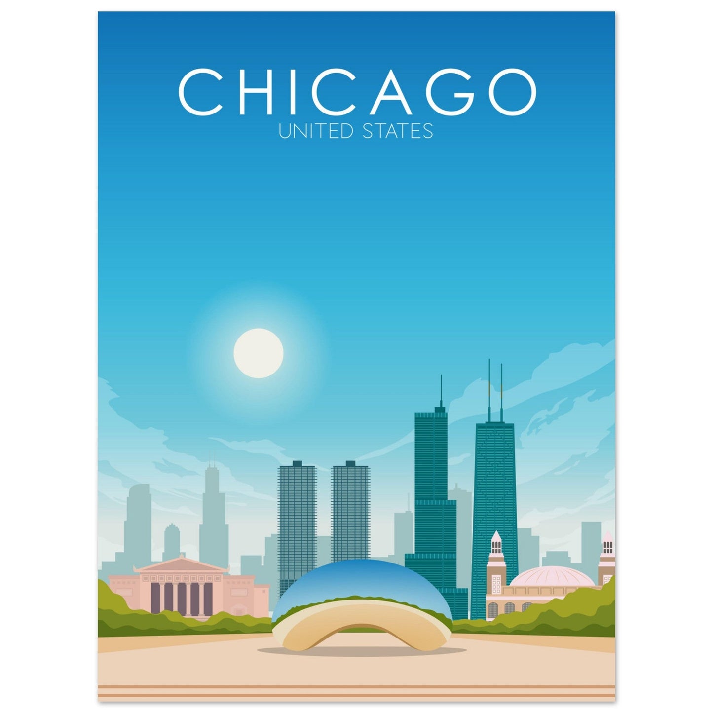 Chicago Poster | Chicago Wall Art | Chicago Daytime Print