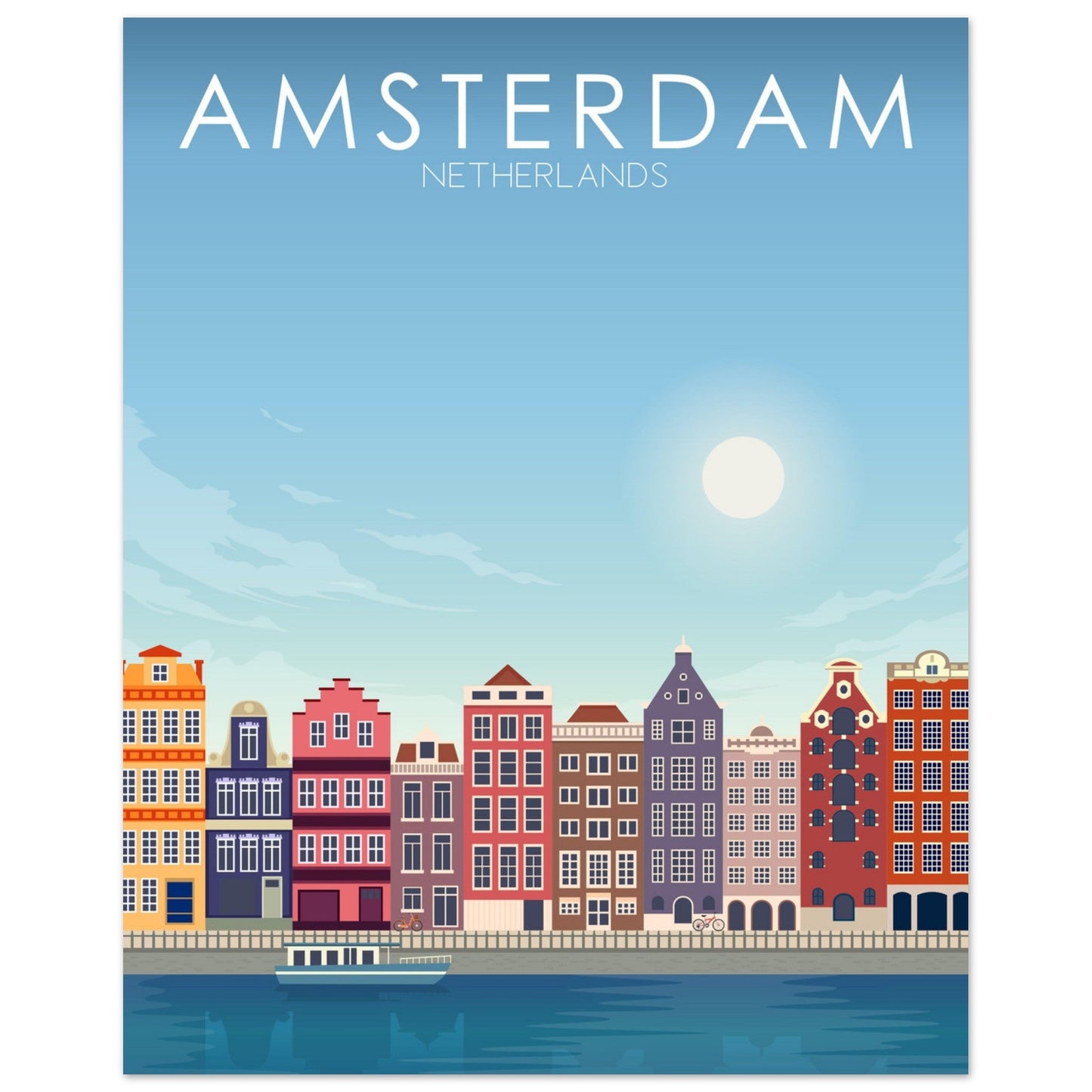 Amsterdam Poster | Amsterdam Wall Art | Amsterdam Daytime Print