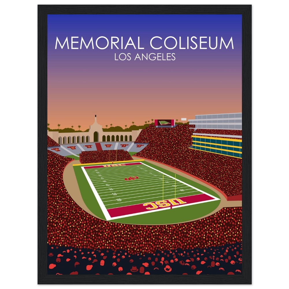 United Airlines Field at Los Angeles Memorial Coliseum Poster | USC Print | University of Southern California Football Stadium Print