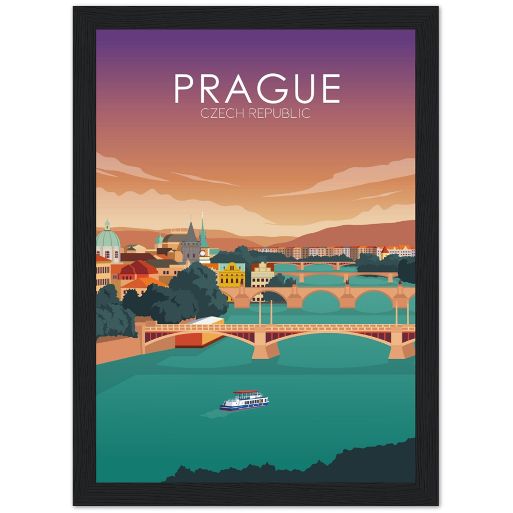 Prague Poster | Prague Wall Art | Prague Sunset Print