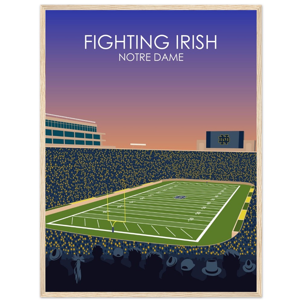 Notre Dame Stadium Poster | University of Notre Dame Fighting Irish College Football Stadium Print