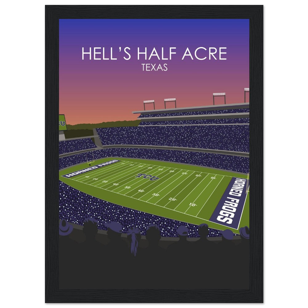 Hell's Half Acre Poster | Amon G. Carter Stadium Poster | University of TSU Horned frogs College Football Stadium Print