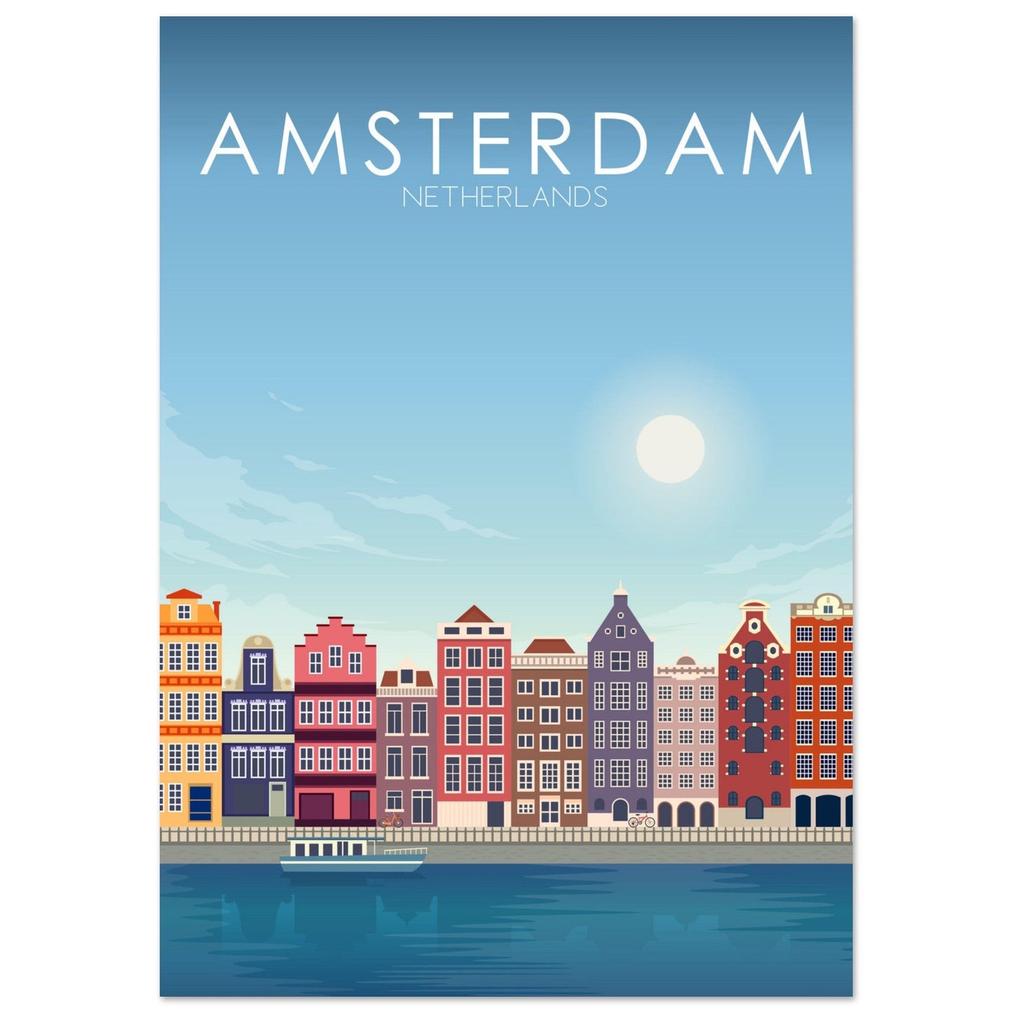 Amsterdam Poster | Amsterdam Wall Art | Amsterdam Daytime Print