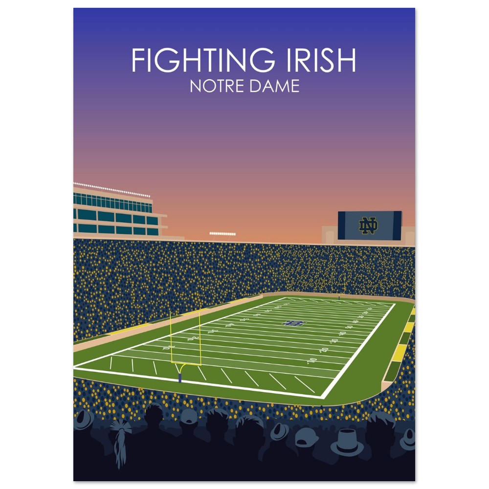 Notre Dame Stadium Poster | University of Notre Dame Fighting Irish College Football Stadium Print