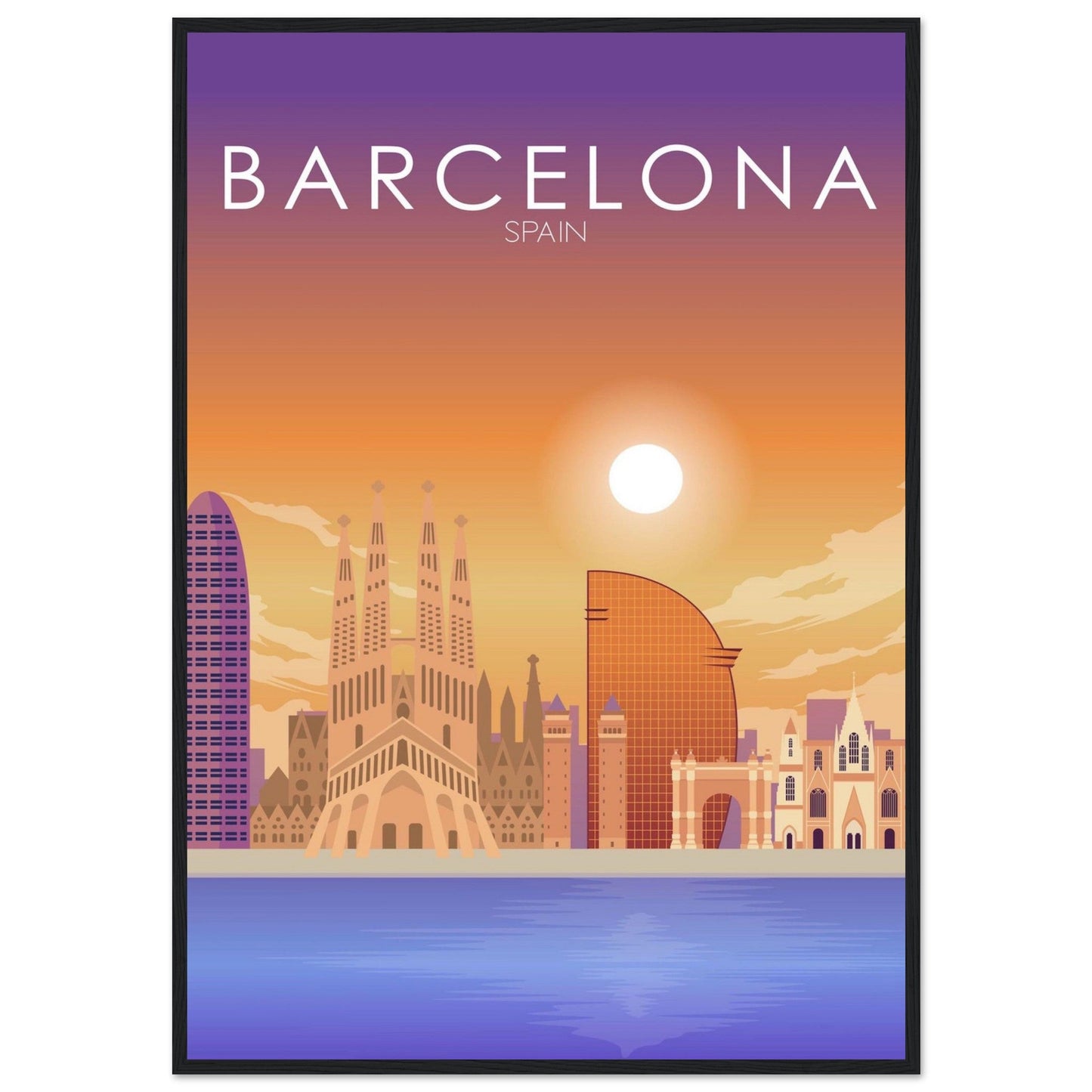 Barcelona Poster | Barcelona Wall Art | Barcelona Sunset Print