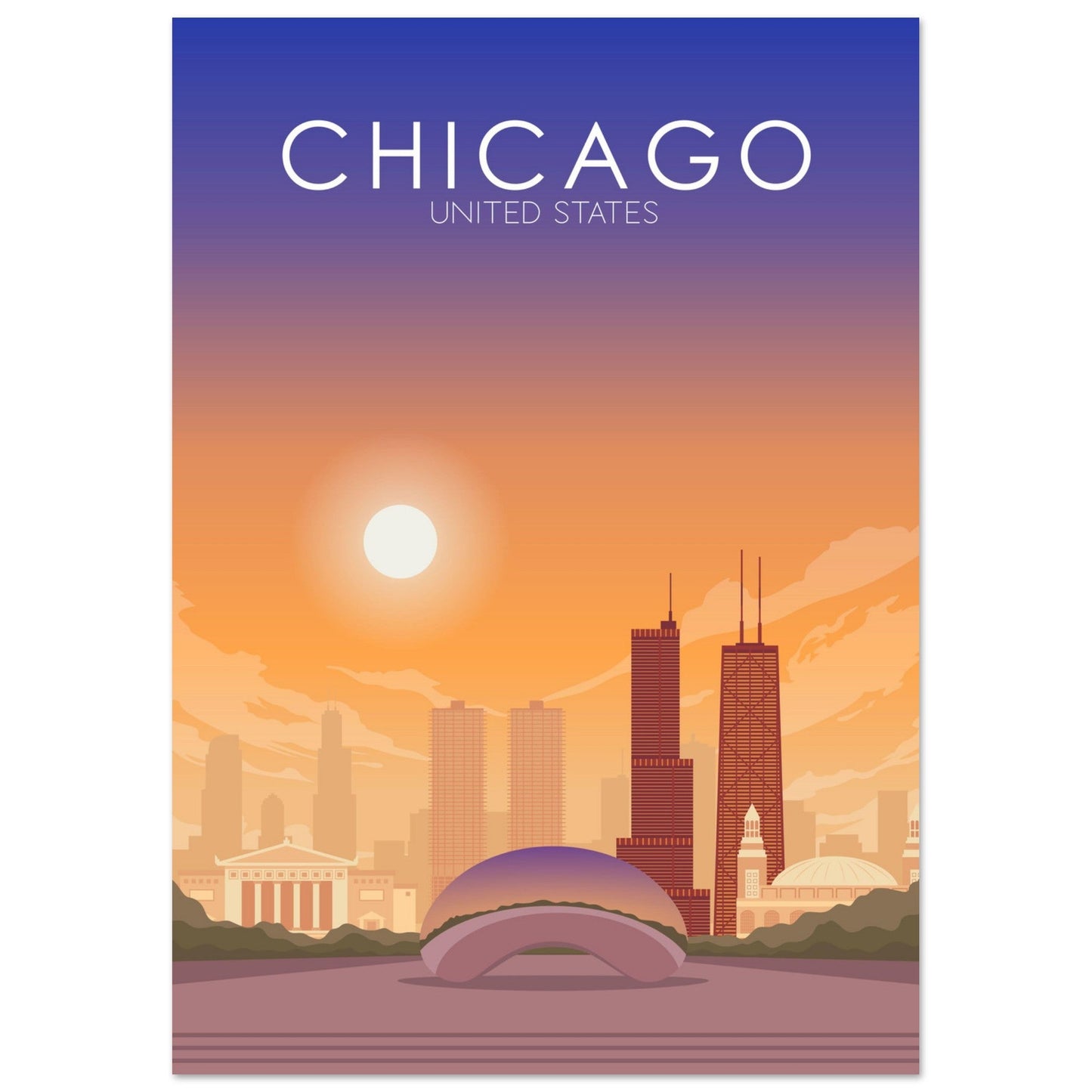 Chicago Poster | Chicago Wall Art | Chicago Sunset Print