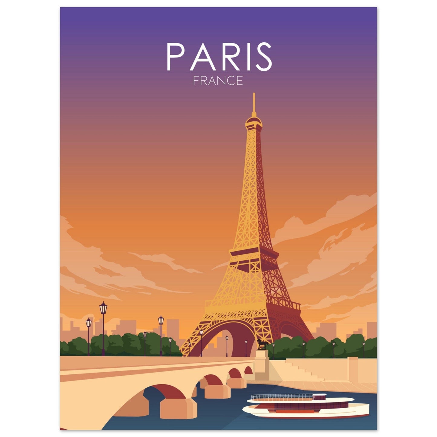 Paris Poster | Paris Wall Art | Paris Sunset Print