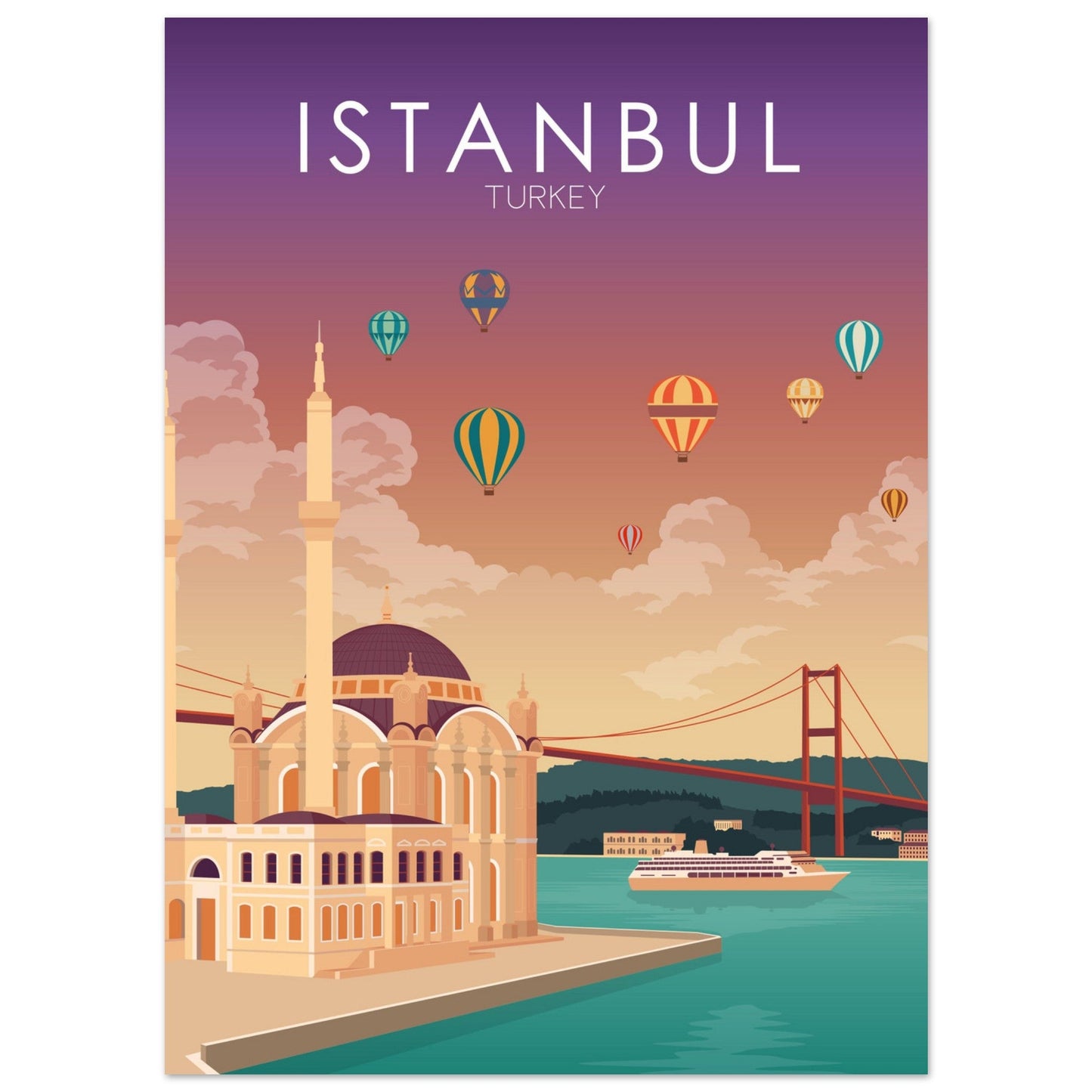 Istanbul Poster | Istanbul Wall Art | Istanbul Sunset Print