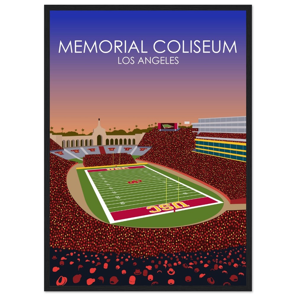 United Airlines Field at Los Angeles Memorial Coliseum Poster | USC Print | University of Southern California Football Stadium Print