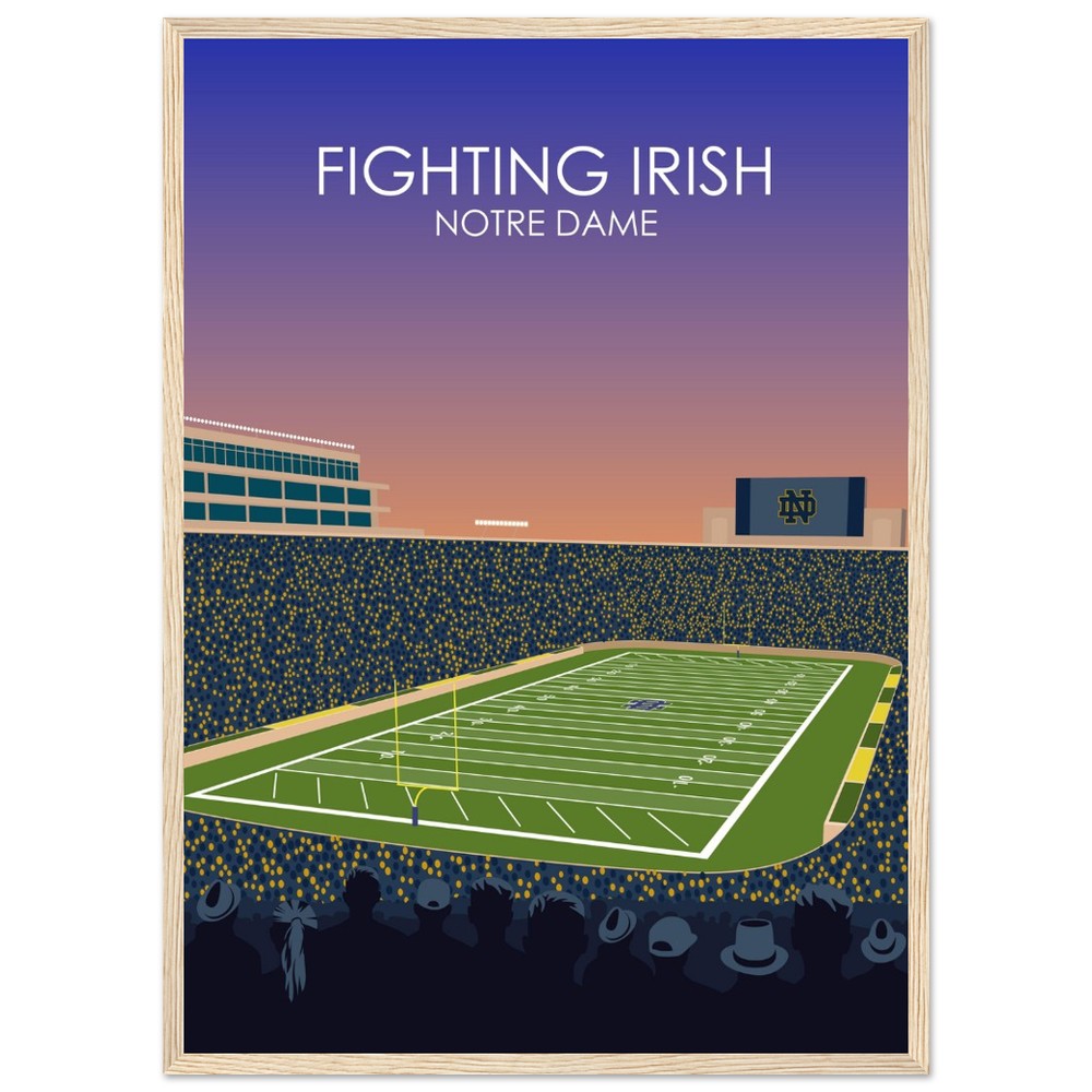 Notre Dame Stadium Poster | University of Notre Dame Fighting Irish College Football Stadium Print