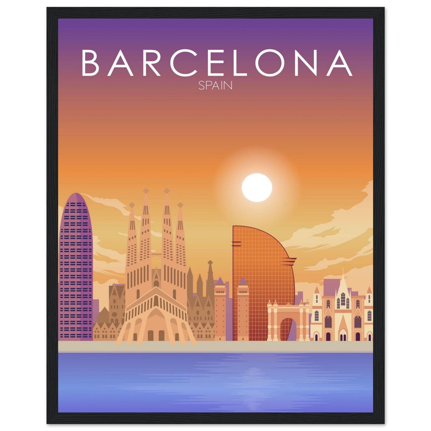 Barcelona Poster | Barcelona Wall Art | Barcelona Sunset Print