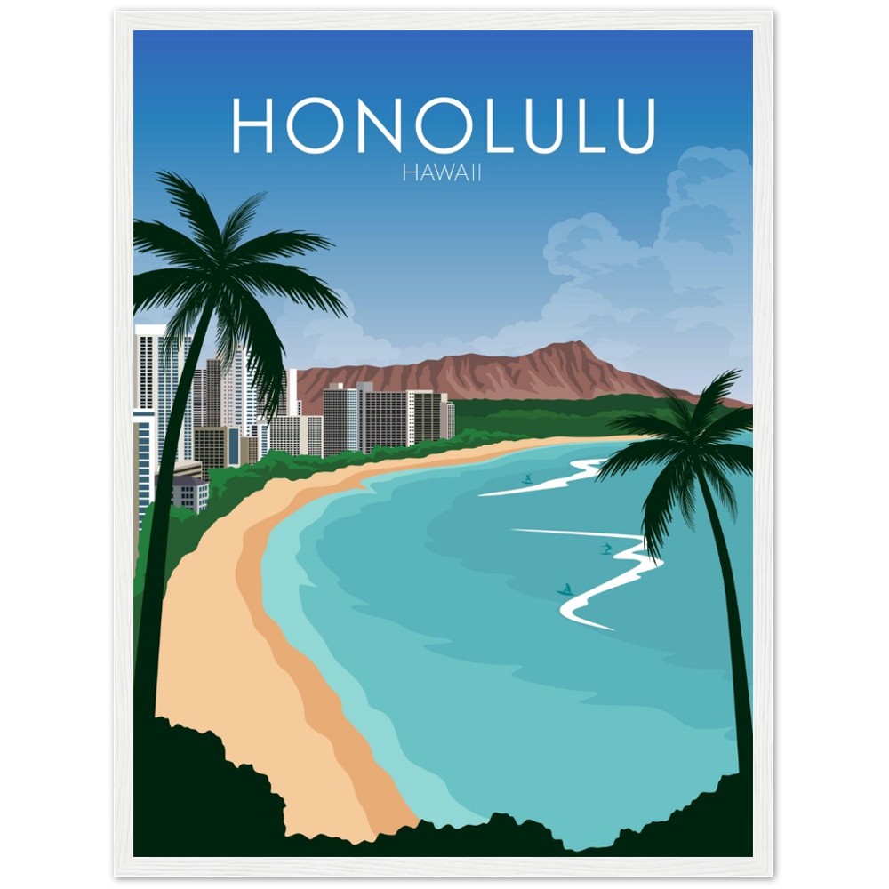 Honolulu Poster | Honolulu Wall Art | Honolulu Daytime Print