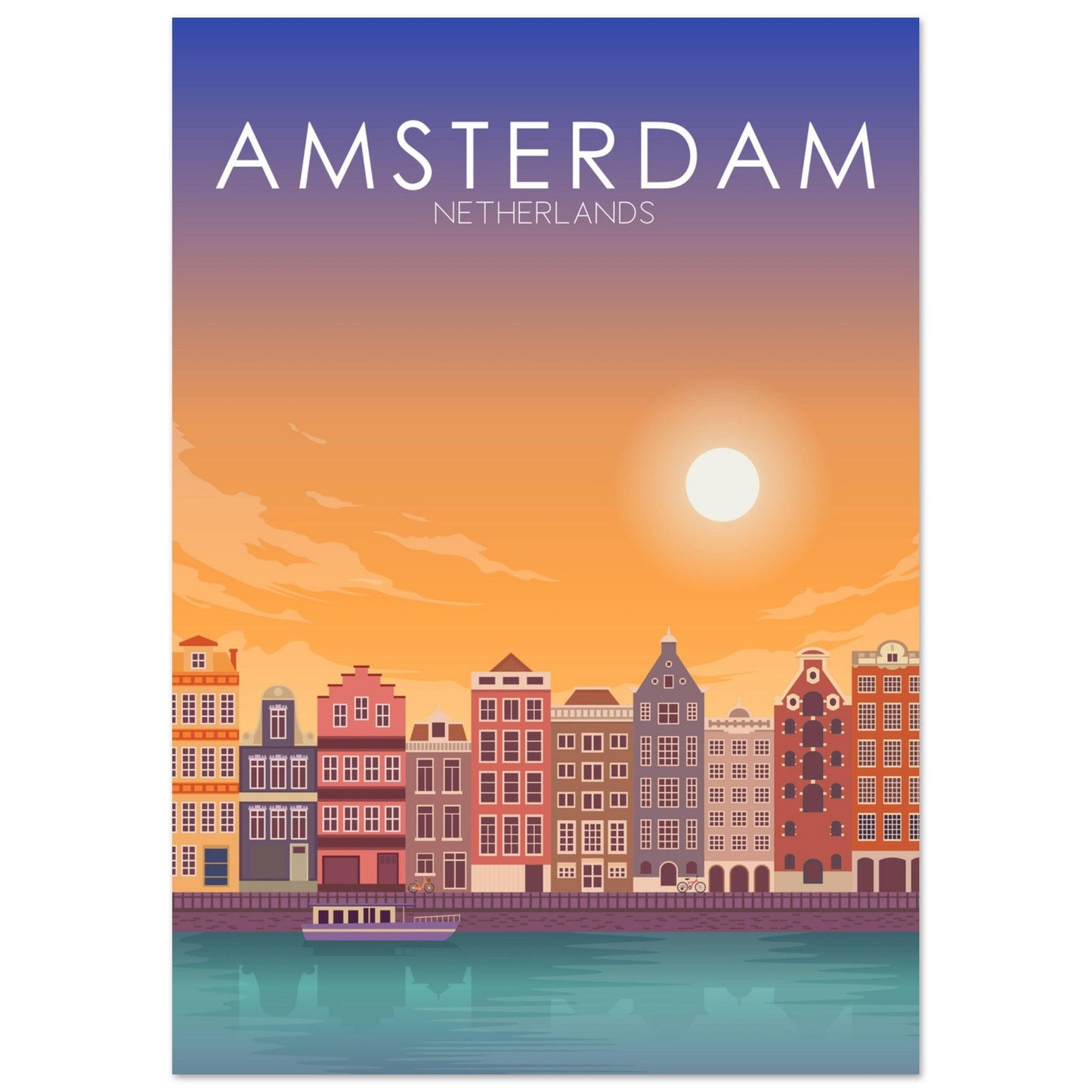 Amsterdam Poster | Amsterdam Wall Art | Amsterdam Sunset Print