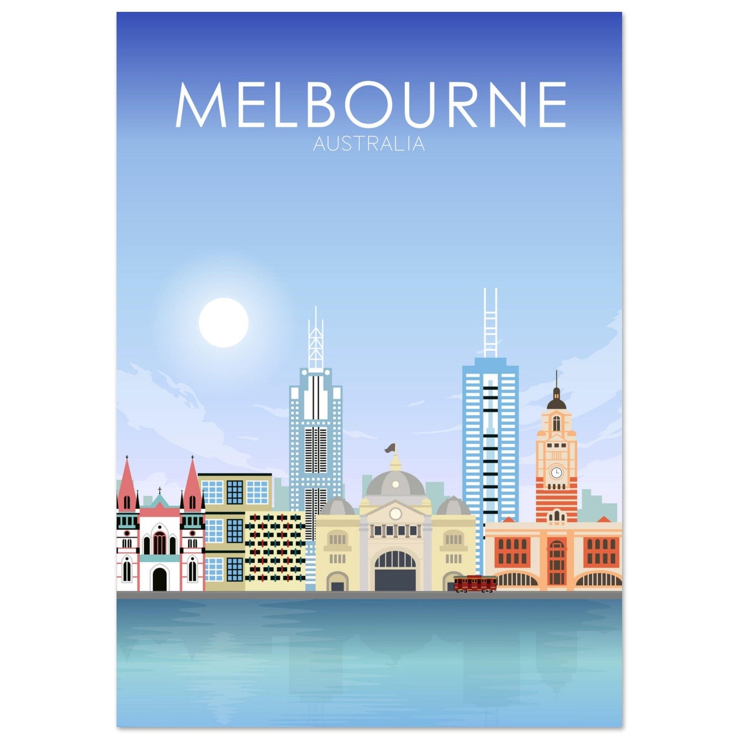 Melbourne Poster | Melbourne Wall Art | Melbourne Daytime Print