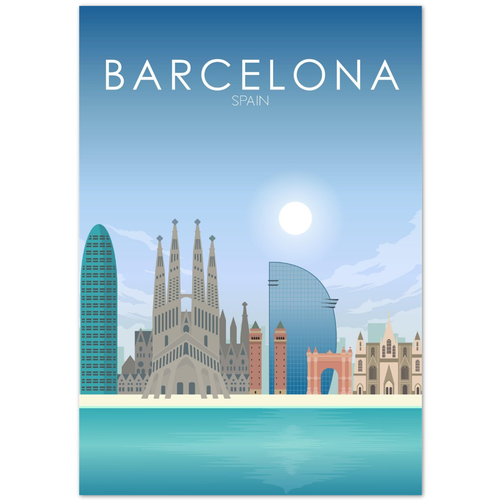 Barcelona Poster | Barcelona Wall Art | Barcelona Daytime Print