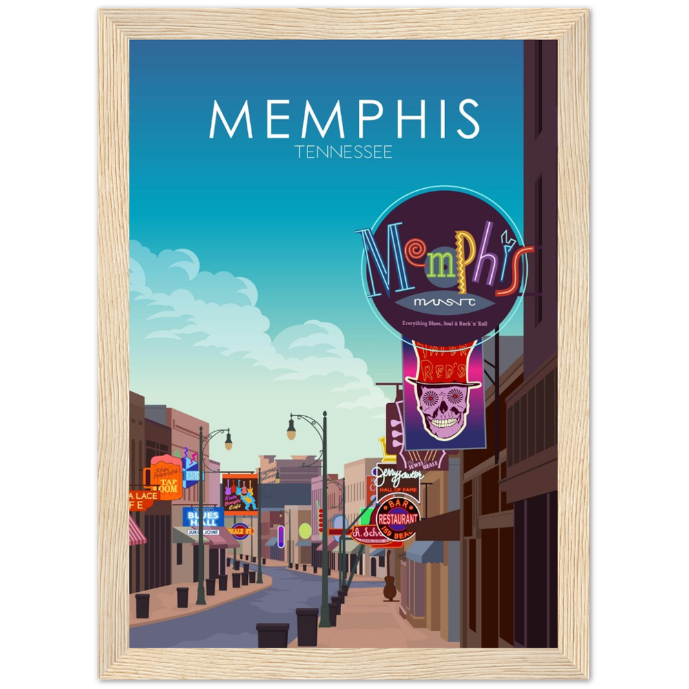 Memphis Poster | Memphis Wall Art | Memphis Daytime Print