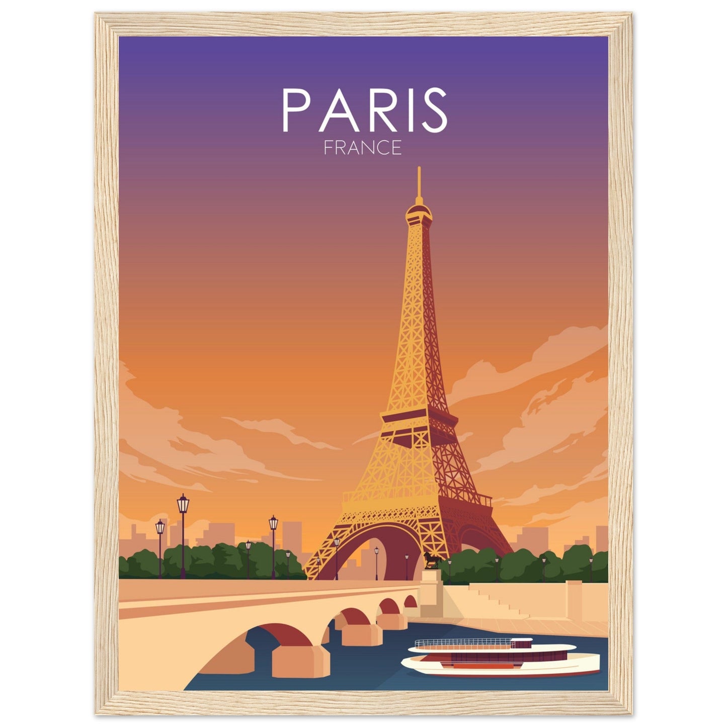 Paris Poster | Paris Wall Art | Paris Sunset Print