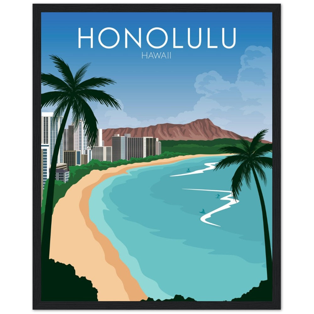 Honolulu Poster | Honolulu Wall Art | Honolulu Daytime Print