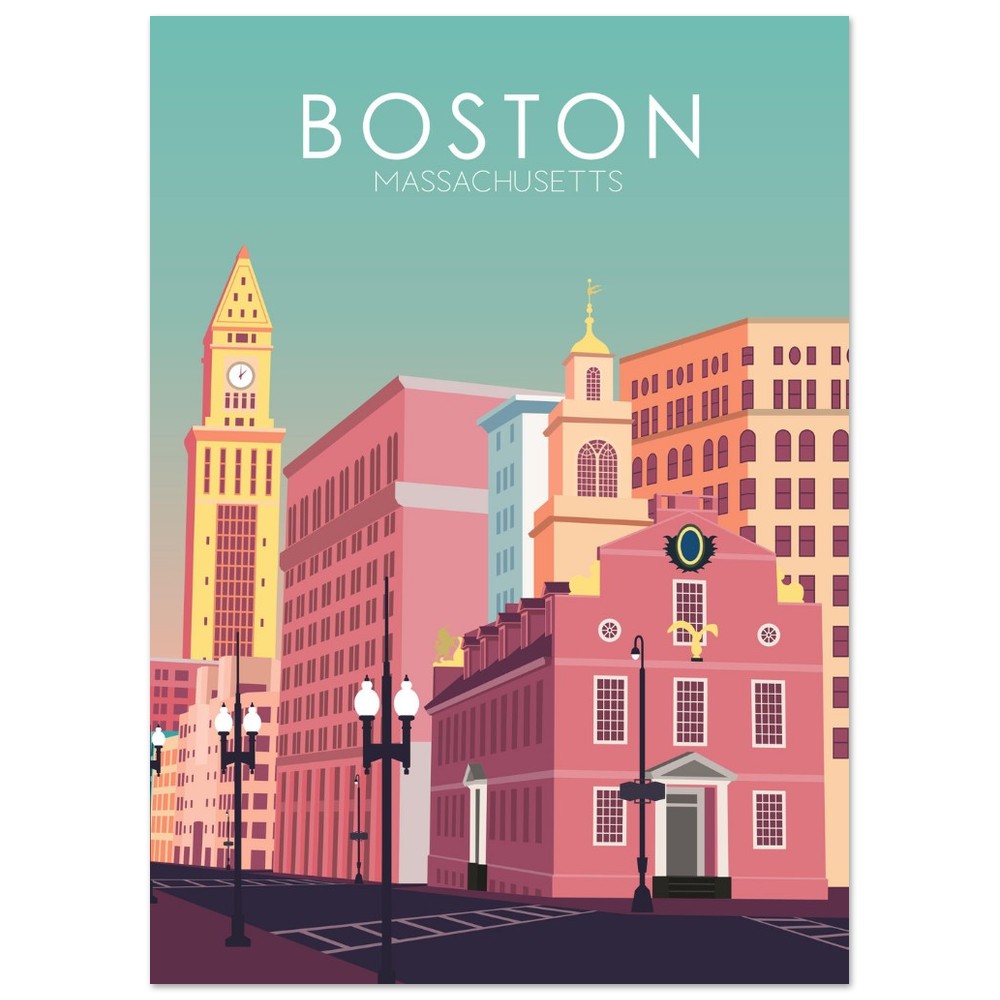 Boston Poster | Boston Wall Art | Boston Pastel Print