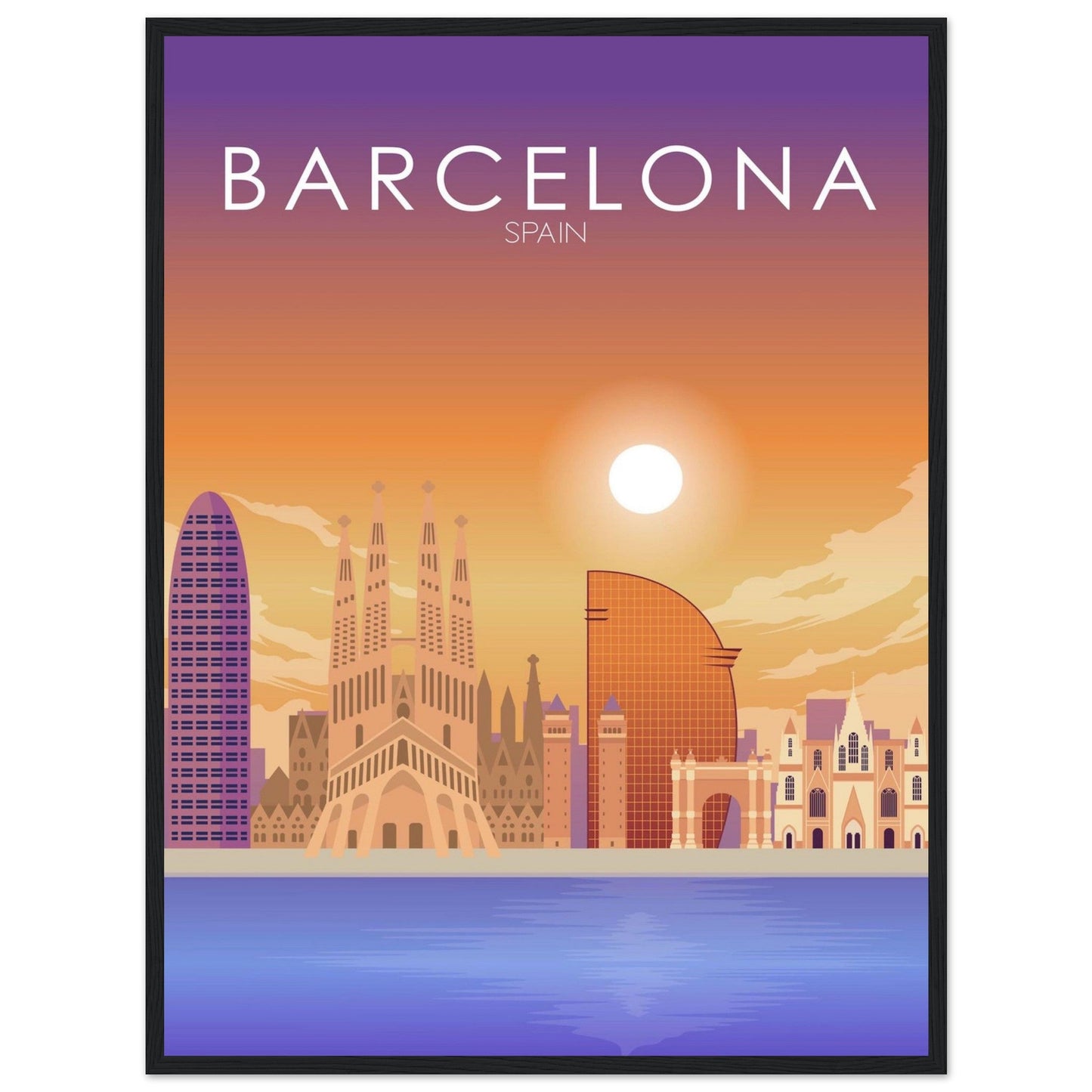 Barcelona Poster | Barcelona Wall Art | Barcelona Sunset Print