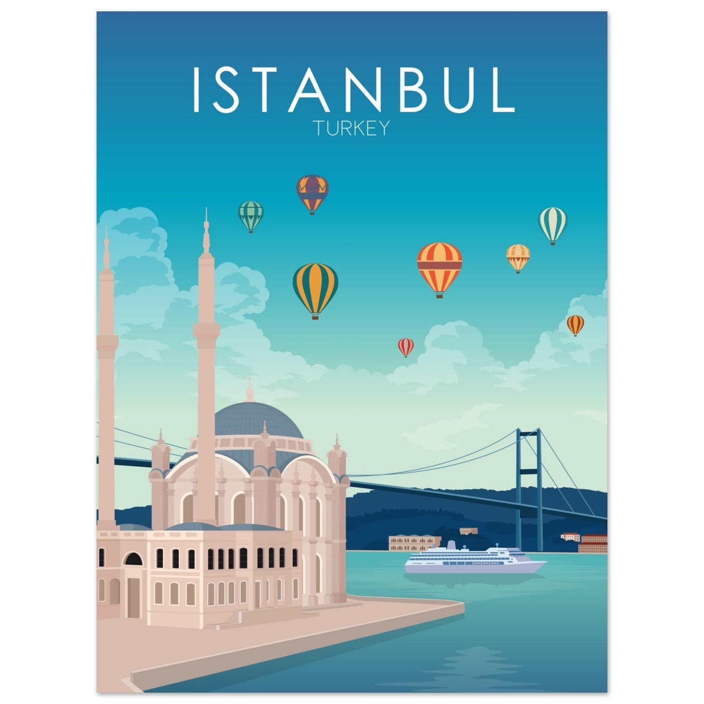 Istanbul Poster | Istanbul Wall Art | Istanbul Daytime Print