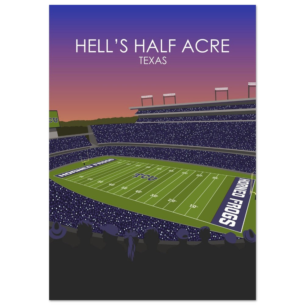 Hell's Half Acre Poster | Amon G. Carter Stadium Poster | University of TSU Horned frogs College Football Stadium Print