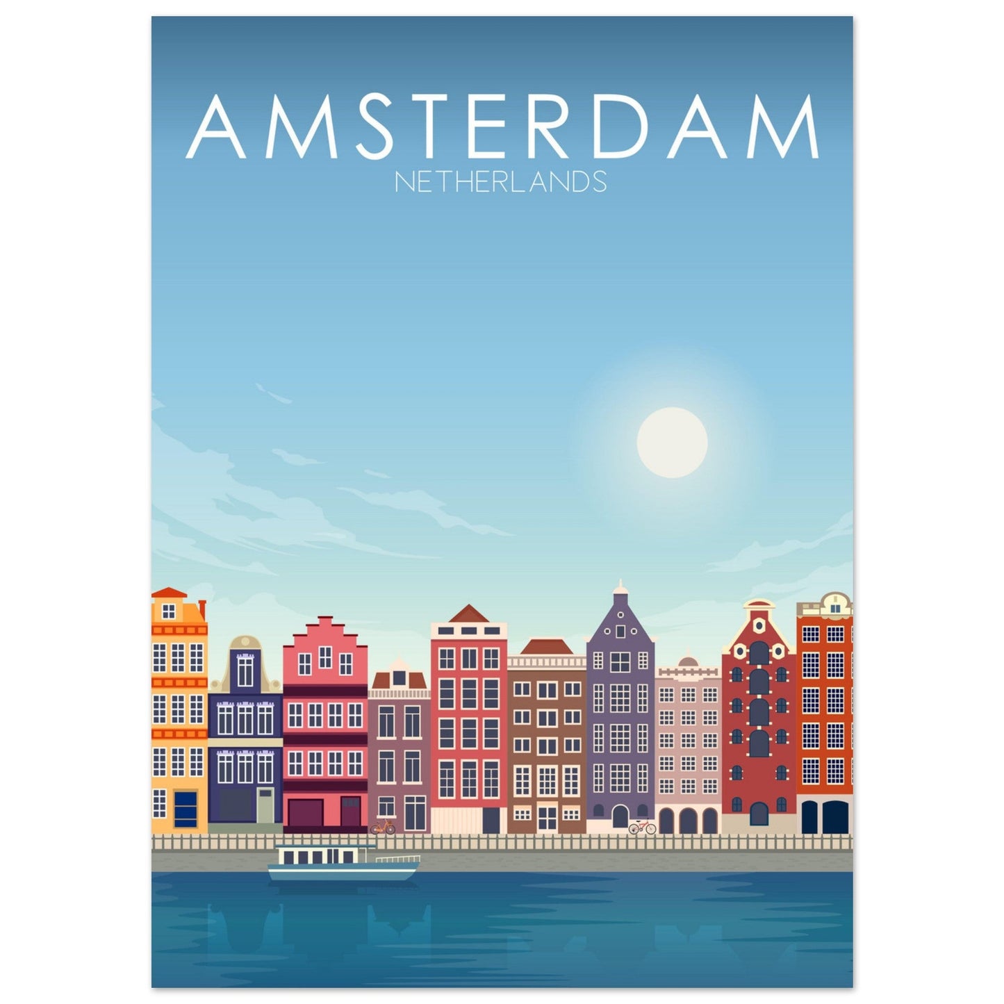 Amsterdam Poster | Amsterdam Wall Art | Amsterdam Daytime Print