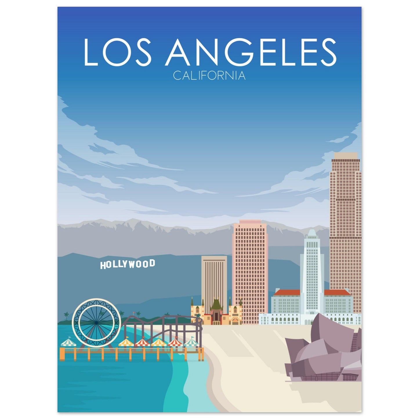 Los Angeles Poster | Los Angeles Wall Art | Los Angeles Daytime Print