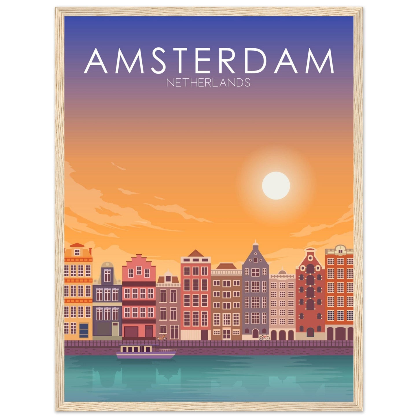 Amsterdam Poster | Amsterdam Wall Art | Amsterdam Sunset Print