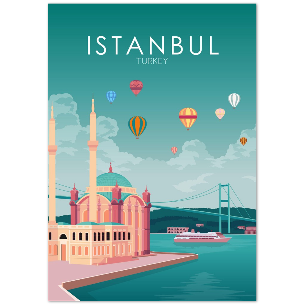 Istanbul Poster | Istanbul Wall Art | Istanbul Pastel Print
