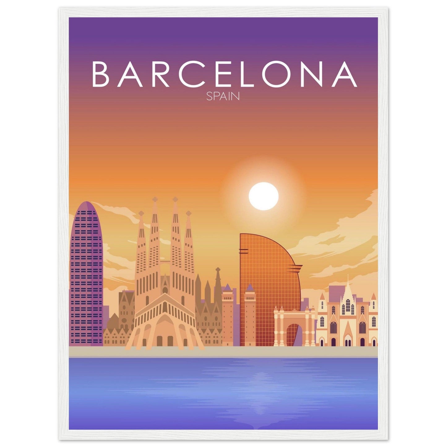 Barcelona Poster | Barcelona Wall Art | Barcelona Sunset Print