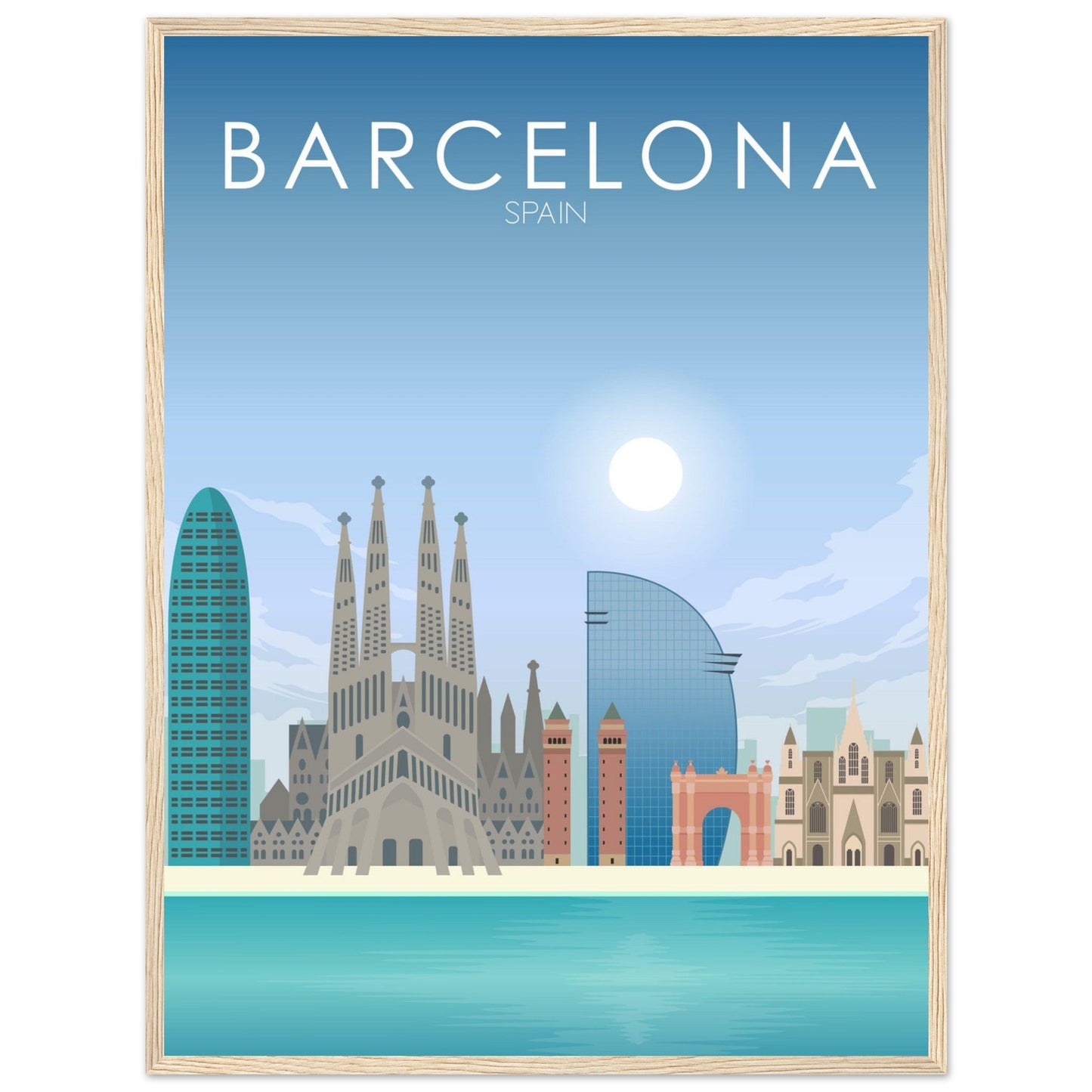 Barcelona Poster | Barcelona Wall Art | Barcelona Daytime Print