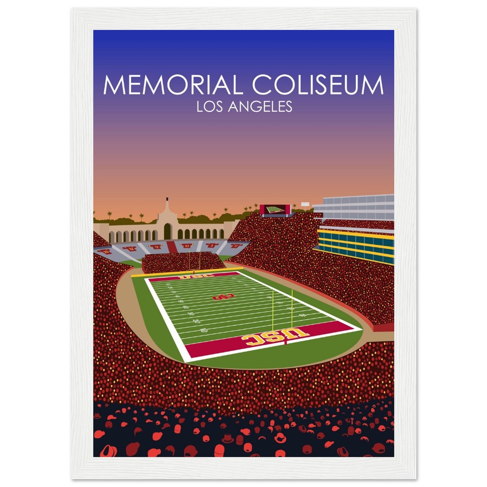 United Airlines Field at Los Angeles Memorial Coliseum Poster | USC Print | University of Southern California Football Stadium Print