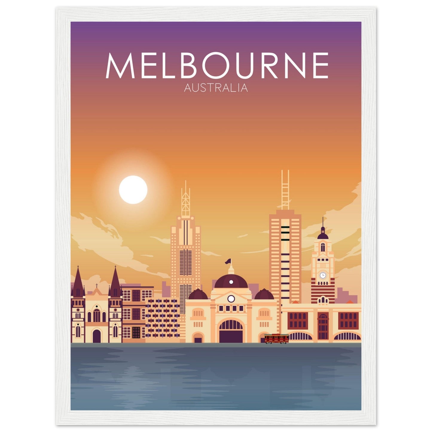 Melbourne Poster | Melbourne Wall Art | Melbourne Sunset Print