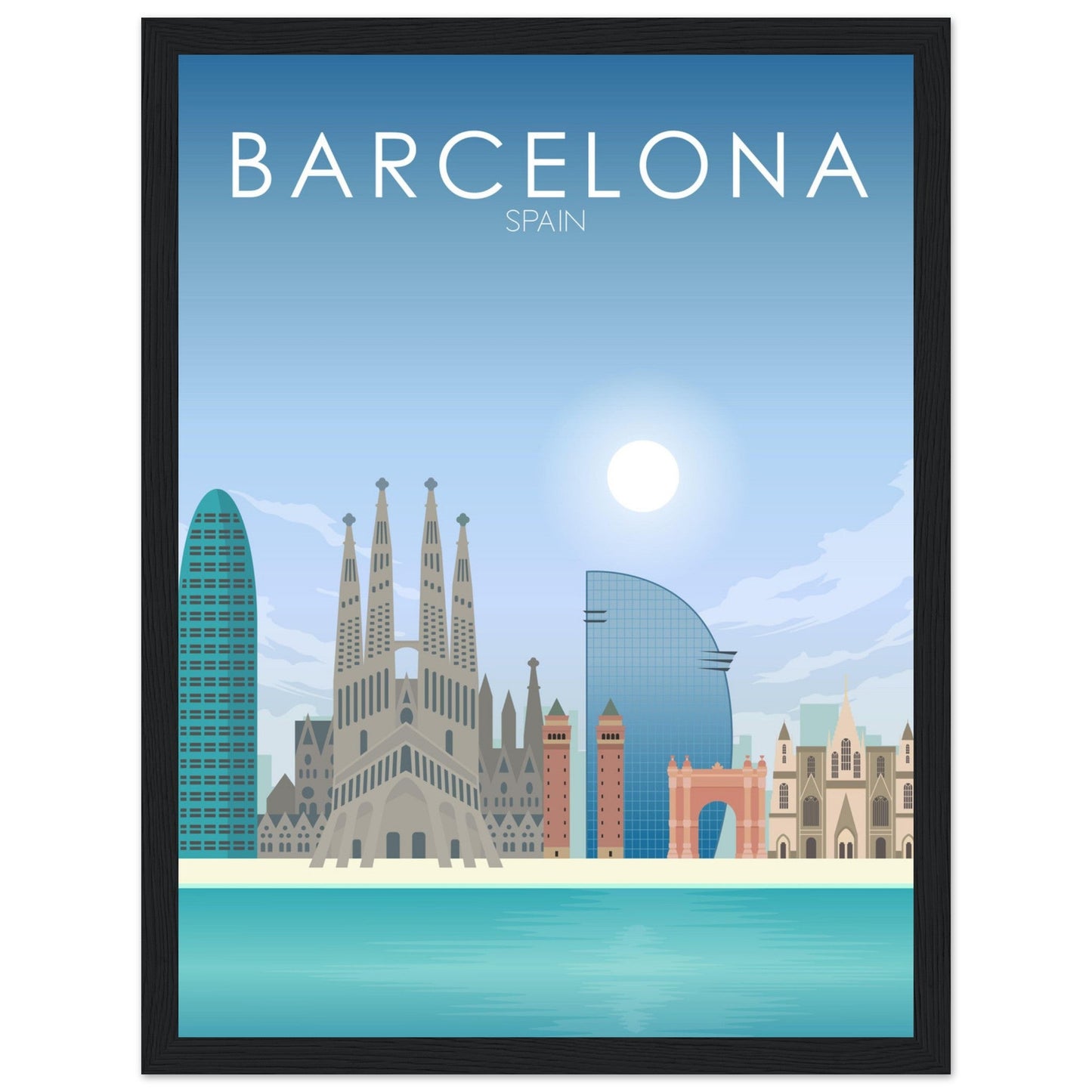Barcelona Poster | Barcelona Wall Art | Barcelona Daytime Print