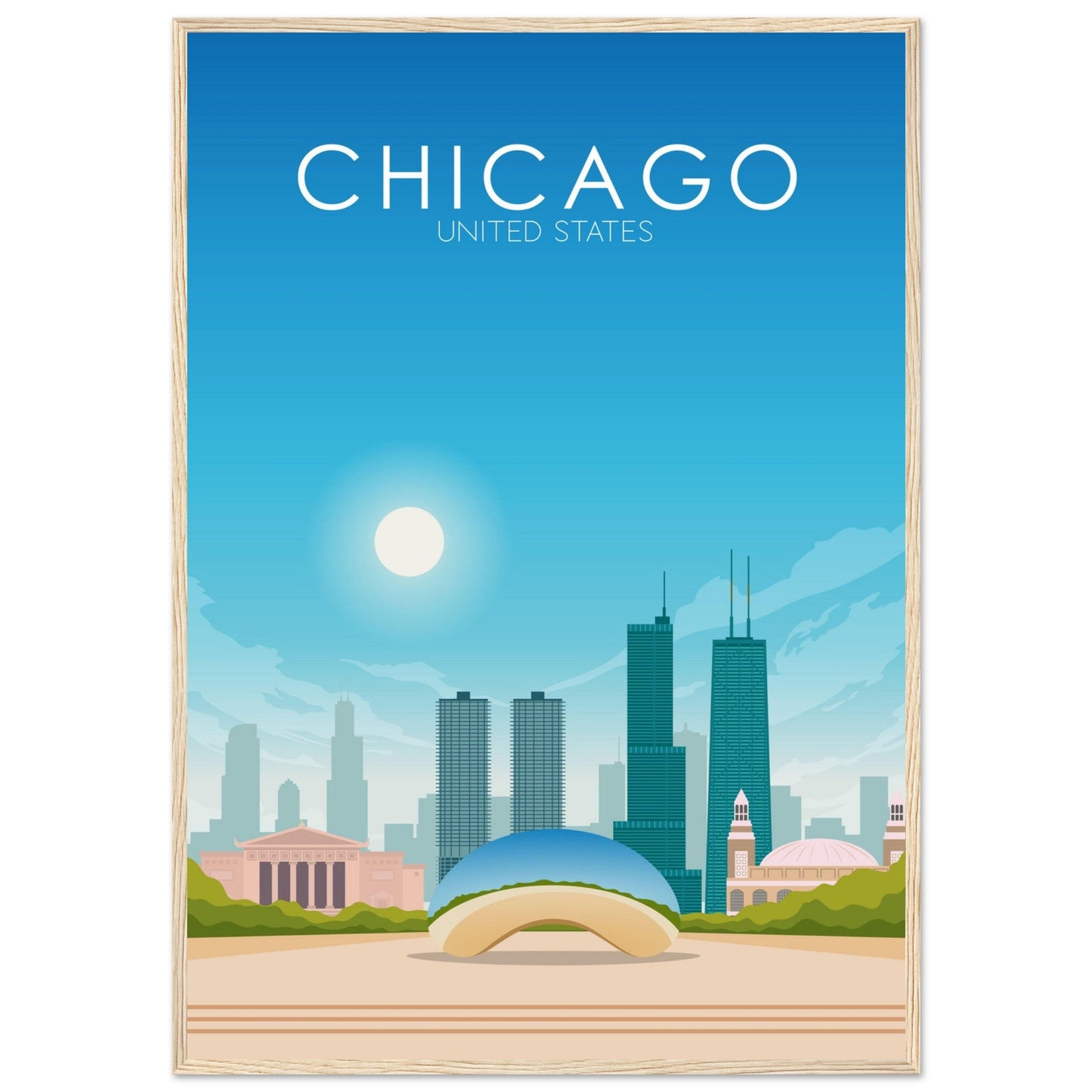 Chicago Poster | Chicago Wall Art | Chicago Daytime Print
