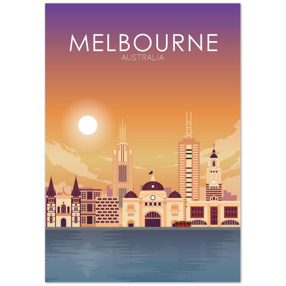 Melbourne Poster | Melbourne Wall Art | Melbourne Sunset Print