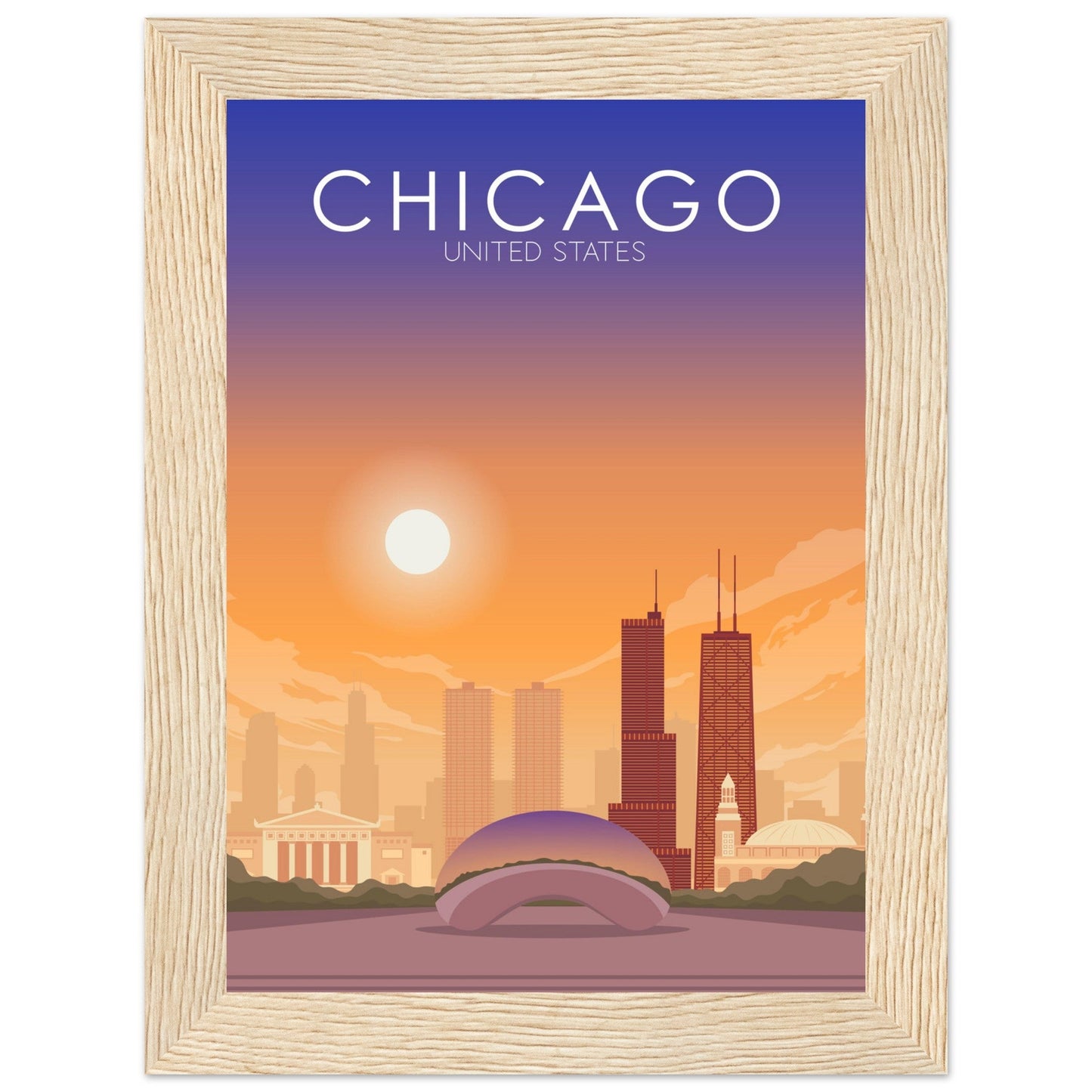 Chicago Poster | Chicago Wall Art | Chicago Sunset Print