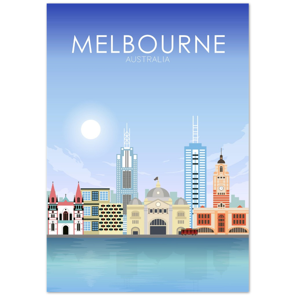 Melbourne Poster | Melbourne Wall Art | Melbourne Daytime Print