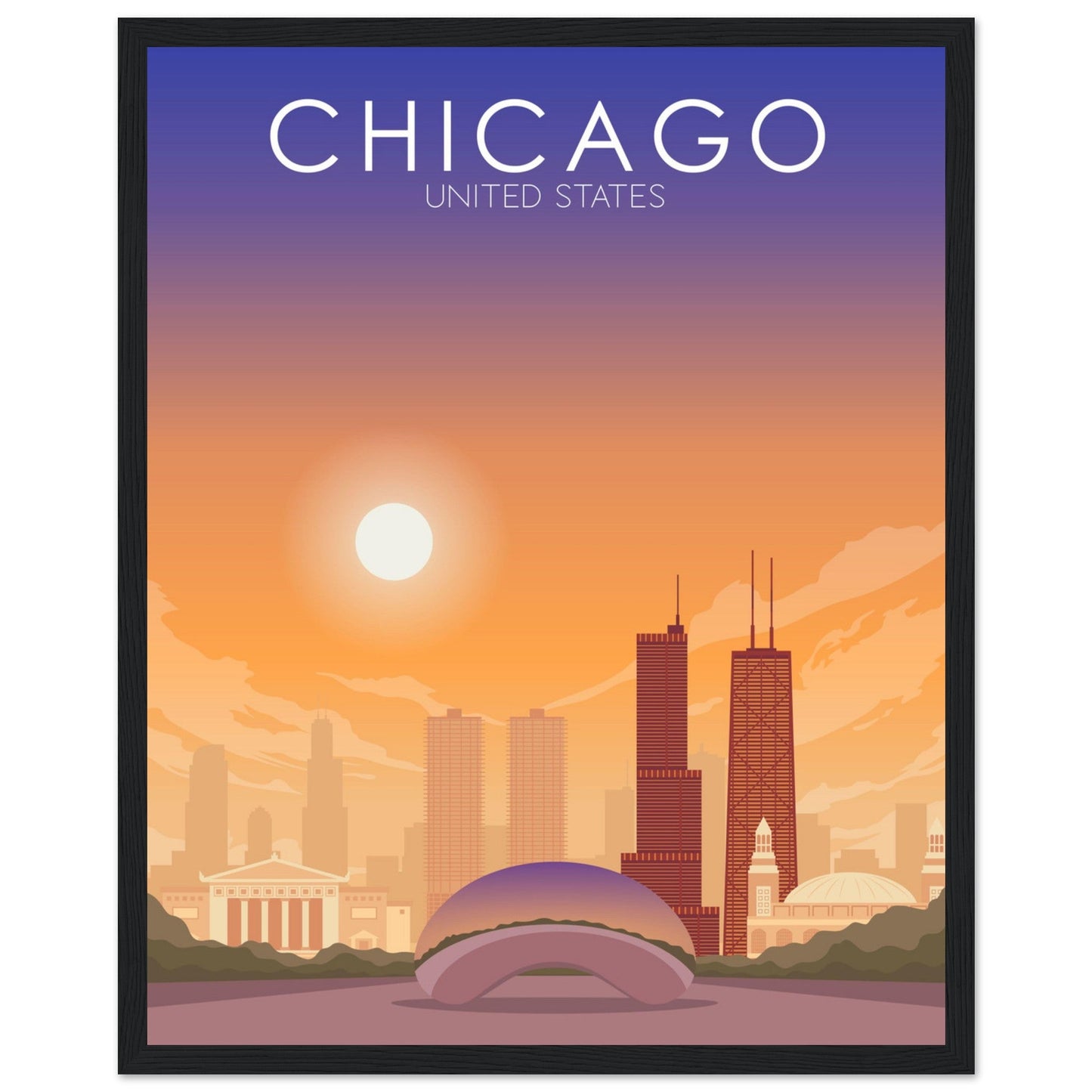 Chicago Poster | Chicago Wall Art | Chicago Sunset Print