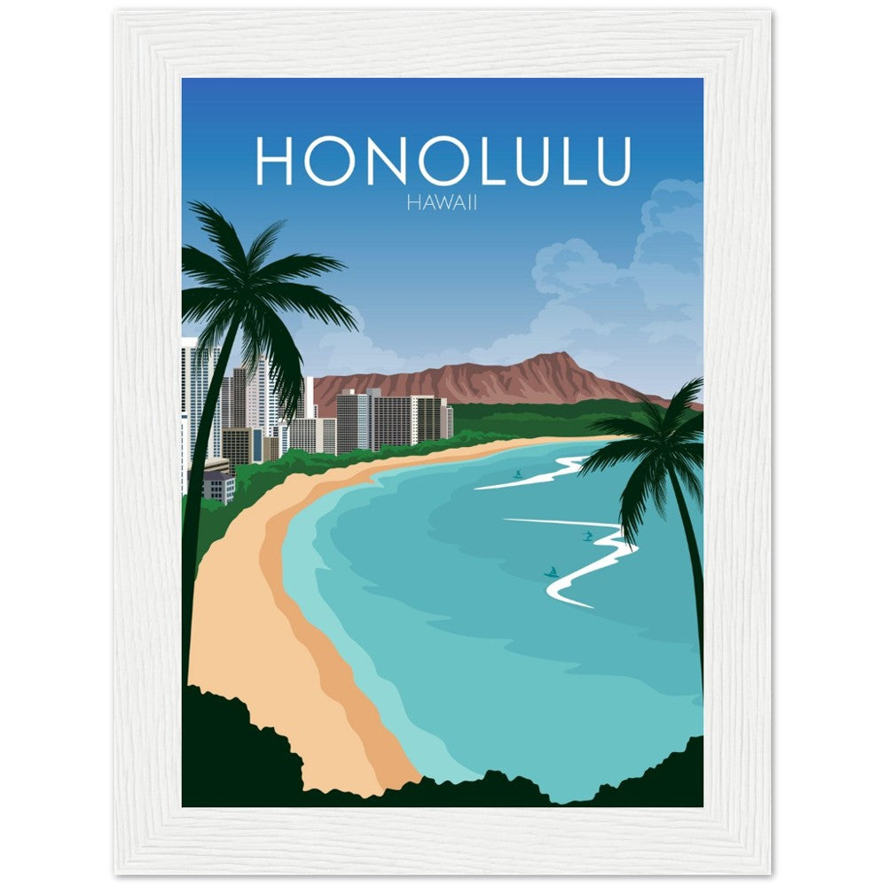 Honolulu Poster | Honolulu Wall Art | Honolulu Daytime Print