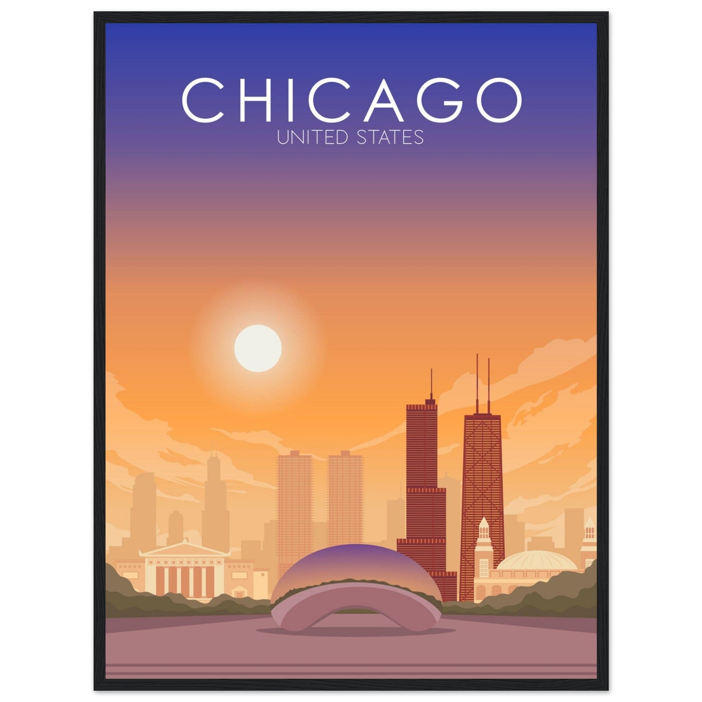 Chicago Poster | Chicago Wall Art | Chicago Sunset Print
