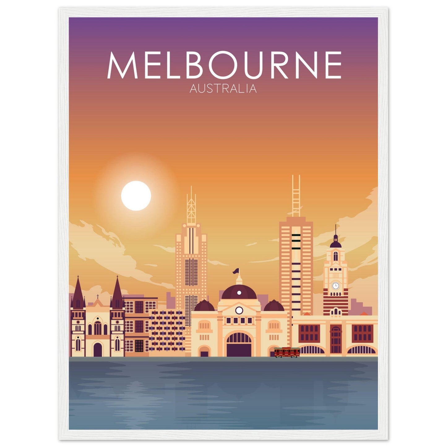 Melbourne Poster | Melbourne Wall Art | Melbourne Sunset Print