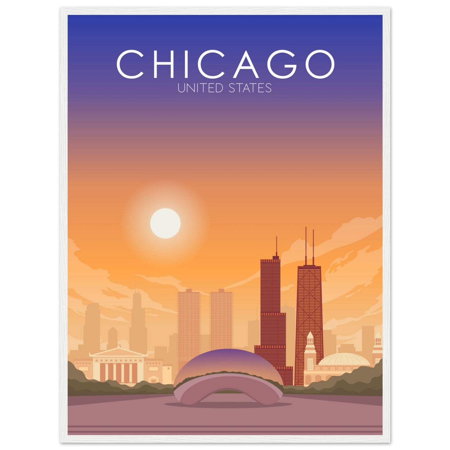 Chicago Poster | Chicago Wall Art | Chicago Sunset Print