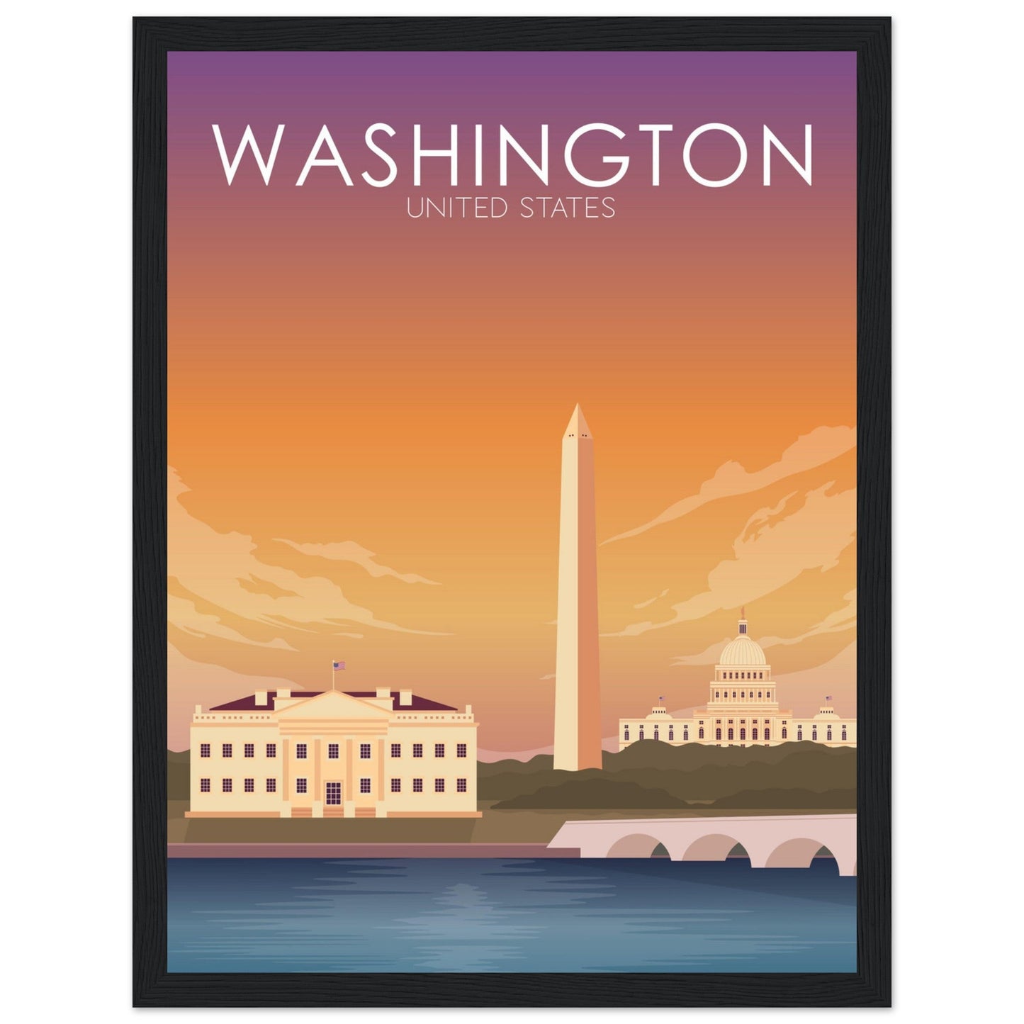 Washington Poster | Washington DC Wall Art | Washington DC Sunset Print