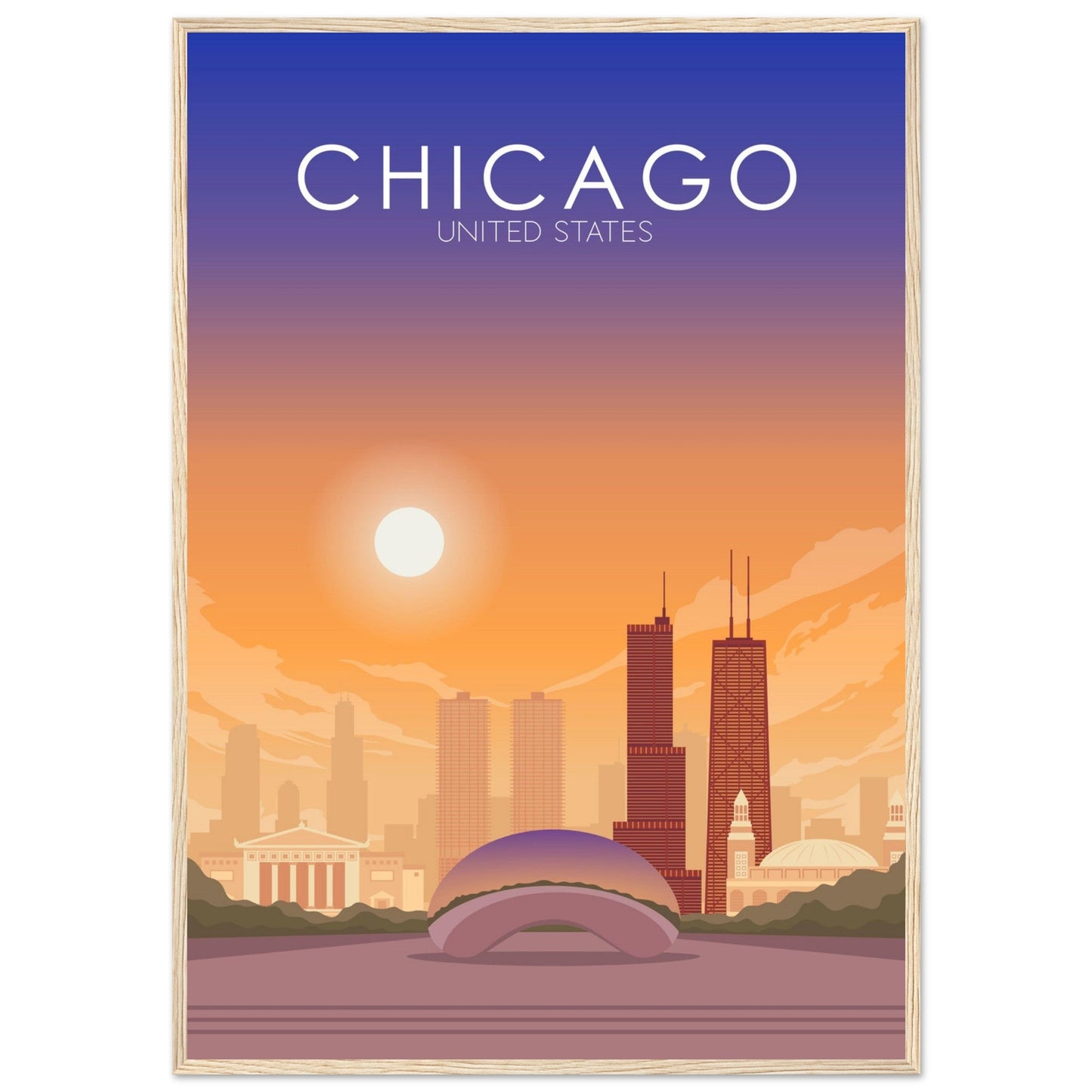 Chicago Poster | Chicago Wall Art | Chicago Sunset Print