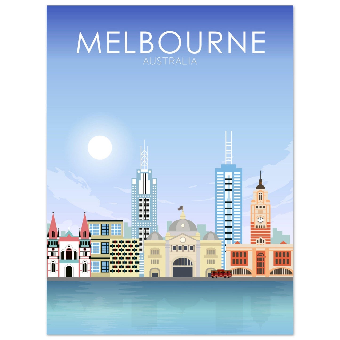Melbourne Poster | Melbourne Wall Art | Melbourne Daytime Print